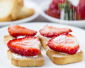 Toast with fresh strawberry