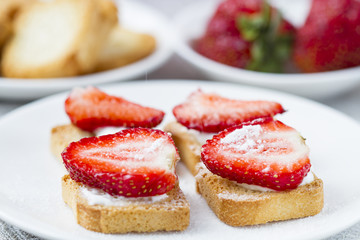 Toast with fresh strawberry