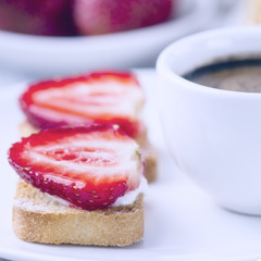 Breakfast with coffee and toast