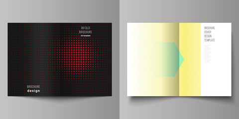 The vector illustration of the two editable layout A4 format cover design templates for bifold brochure, magazine, flyer, booklet. Abstract vector backgrounds in minimal design.