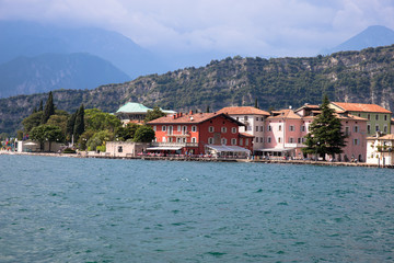 Fototapeta na wymiar Torbole city on the north shore of Lake Garda, Provincia di Trento, Trento-Alto Adige, Italy