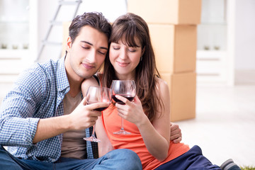 Young family celebrating wedding anniversary