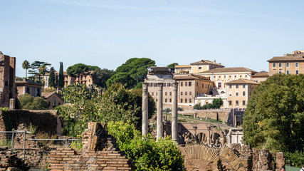Obraz premium Remains of the Temple of Castor and Pollux in the Roman Forum, Rome, Italy
