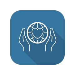 Global Health Assistance Icon. Flat Design.