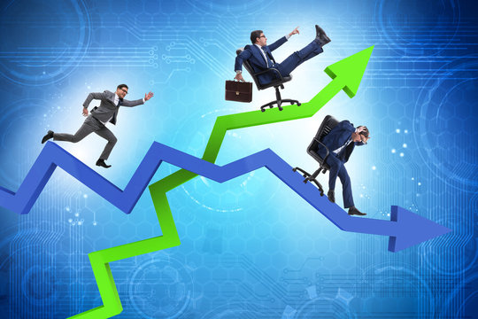 Growth and decline concept with businessmen