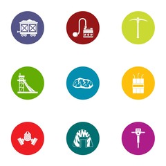 Underground work icons set. Flat set of 9 underground work vector icons for web isolated on white background