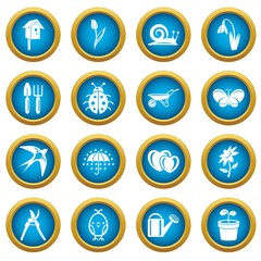 Spring icons set. Simple illustration of 16 spring vector icons for web