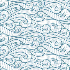 Fototapeta na wymiar Abstract colorful curly lines seamless patterns set. Waves and curls vector illustration. Bright colorful seamlessly tiling background collection.