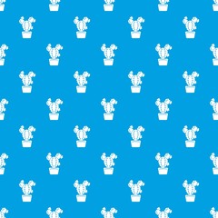 Circle cactus pattern vector seamless blue repeat for any use