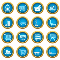 Cart types icons set. Simple illustration of 16 cart types icons set vector icons for web