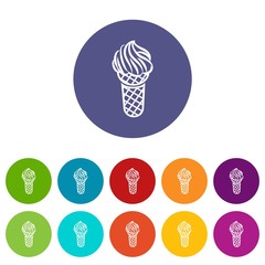 Ice cream in waffle cone icon. Outline illustration of ice cream in waffle cone vector icon for web