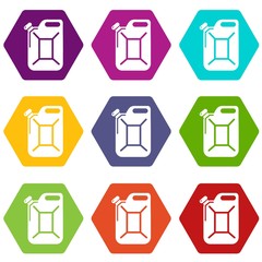 Canister icons 9 set coloful isolated on white for web