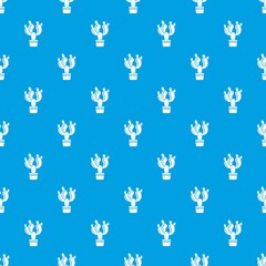 Naklejka premium Cactus in pot pattern vector seamless blue repeat for any use