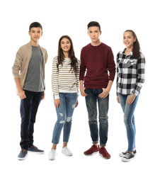 Obraz premium Group of teenagers on white background