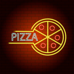 Pizza neon light icon. Realistic illustration of pizza neon light vector icon for web design