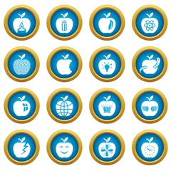 Apple logo icons set. Simple illustration of 16 apple logo vector icons for web