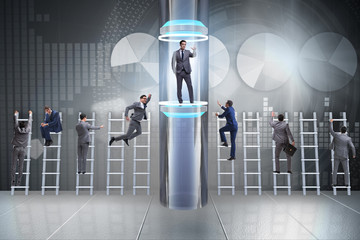 Businessmen in accelerated and fast promotion concept