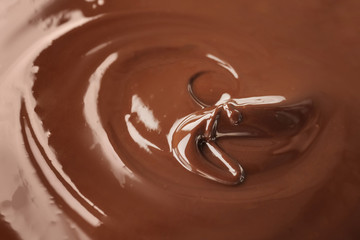 Delicious melted milk chocolate, closeup