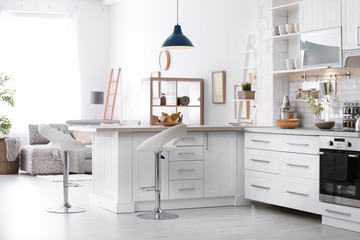Stylish kitchen interior in apartment. Idea for home design