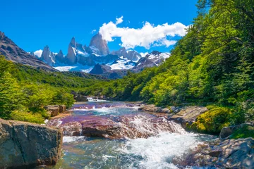 Fototapete Fitz Roy Wunderbarer Blick auf den Berg Fitz Roy in der Nähe des Lagers Poincenot im Nationalpark Los Glaciares Patagonien - El Chalten - Argentinien
