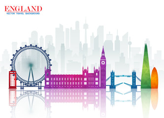 Fototapeta premium England Landmark Global Travel And Journey paper background. Vector Design Template.used for your advertisement, book, banner, template, travel business or presentation.