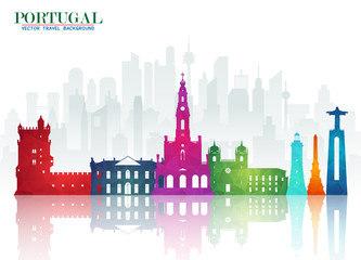 Obraz premium Portugal Landmark Global Travel And Journey paper background. Vector Design Template.used for your advertisement, book, banner, template, travel business or presentation.