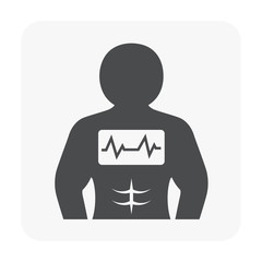 Heart rate vector icon. May called electrocardiogram, ECG or EKG consist of pulse, line, graph of heartbeat in human body. Cardiology for medical to monitor health, life, blood and cardiac muscle.
