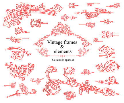 Vintage frames and elements, vector images. Collection, part 3