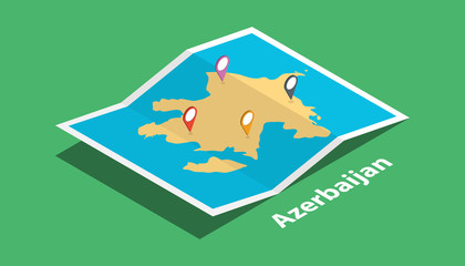 explore azerbaijan maps with isometric style and pin marker location tag on top