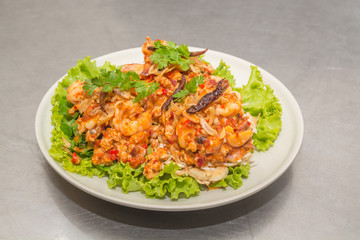 Spicy Seafood Salad, Thai Cuisine or Thai Food