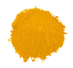Turmeric Powder Also Called Haldi in india. Isolated on White Background