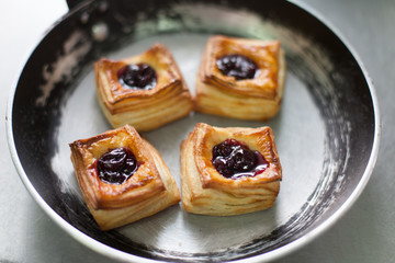 French sweet pastries in a pan