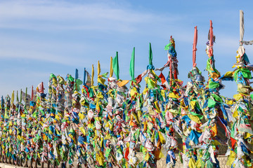 Buddhist ritual  flags. Place of worship