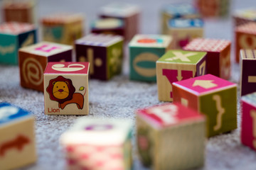 Children's blocks on the floor
