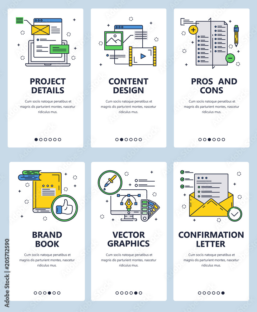 Poster vector line art web and mobile app template set