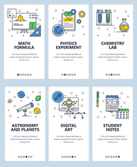 Naklejka premium Vector line art web and mobile app template set