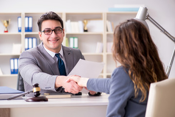 Lawyer discussing legal case with client