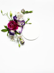 Obraz na płótnie Canvas festive flower arrangement of peonies on a white background