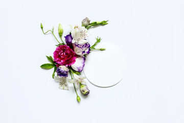 festive flower arrangement of peonies on a white background