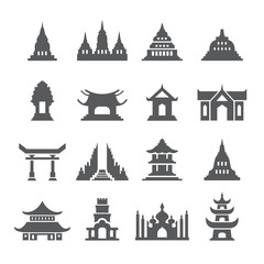 Asia Temple icon set