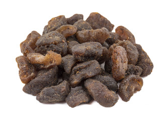 Salty-Sweet or Chatpata Dried Amla Candy Indian Traditional Digestive Food Good to Eat After Lunch or Dinner, Also Serve in Festival of Diwali, Holi, And For Guest. isolated on White Background