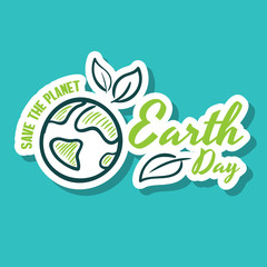 Sticker Earth Day Save The Planet
