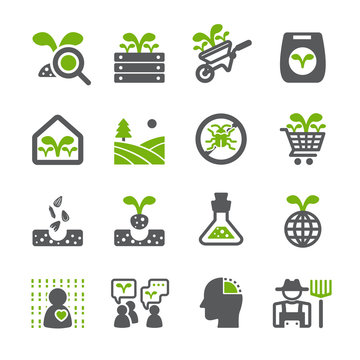 Organic Farm Icon Set