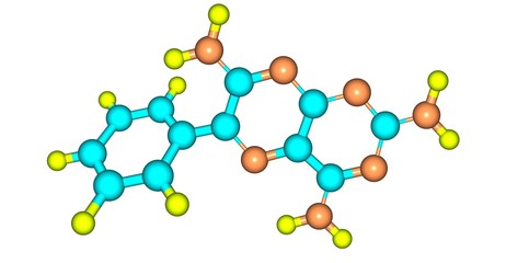 Triamterene molecular structure isolated on white