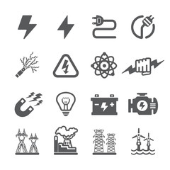 Electric icon set - obrazy, fototapety, plakaty