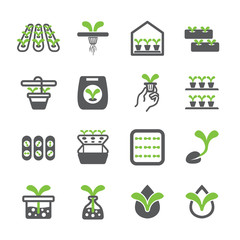 Hydroponic icon set