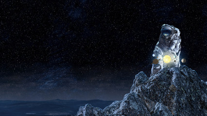 Astronaut on the Moon. Mixed media