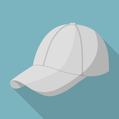 Grey baseball cap icon. Flat illustration of grey baseball cap vector icon for web design
