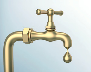 Golden tap with drop of gold