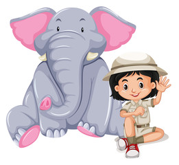 A Safari Girl with Elephant